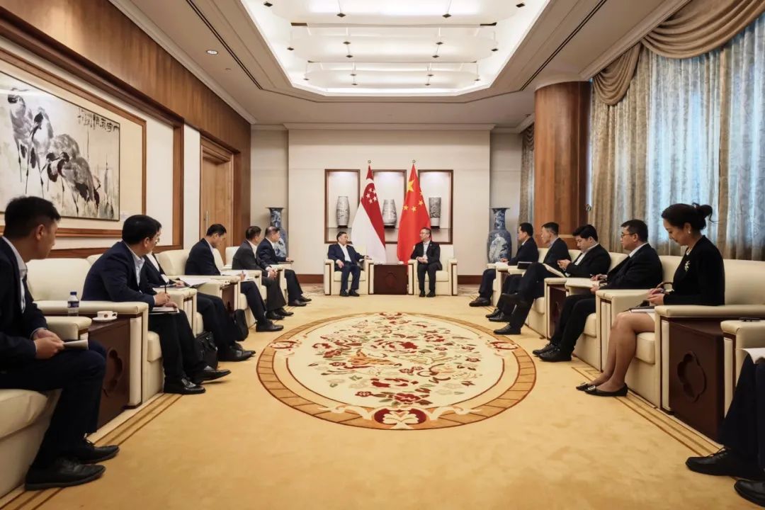 中國能建黨委書記、董事長宋海良與中國駐新加坡大使館臨時代辦朱憬會談